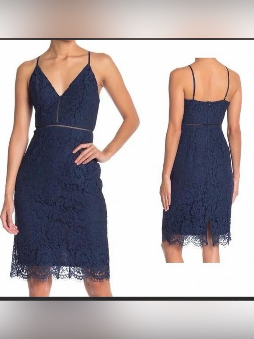 Astr Navy Lace Dress